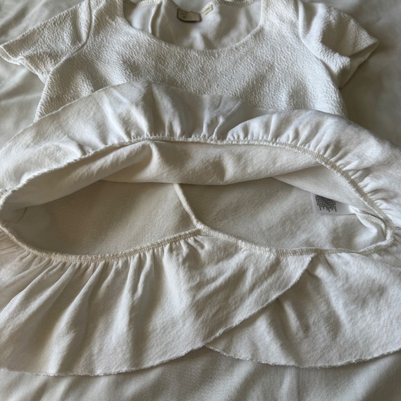 Anthropologie Postmark Short Sleeve Textured‎ Peplum Top White Small Scoop Neck - Picture 9 of 13